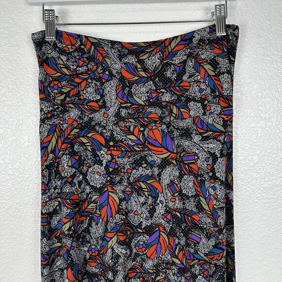 LuLaRoe Maxi Skirt Women XS Boho Tribal Feather Jersey Knit Colorful Comfort - Picture 5 of 10